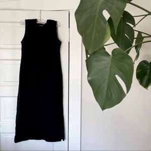 Black Cotton Dress with Slit